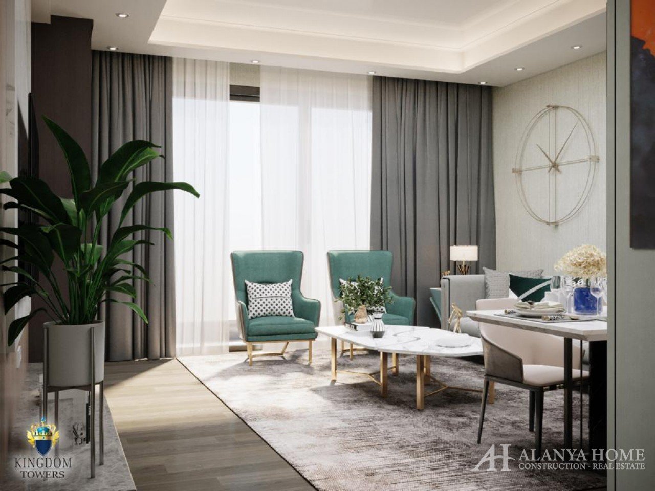 Фото покупка продажа недорогая двухкомнатная квартира 1+1 c просторной гостиной Алания Хоум Анталия 